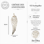 Engelsflügel-Anhänger aus 925er Silber – handgefertigter Skulpturenschmuck im Boho- und rustikalen Stil, Talisman für Schutz und spirituelle Kraft | Art Diva