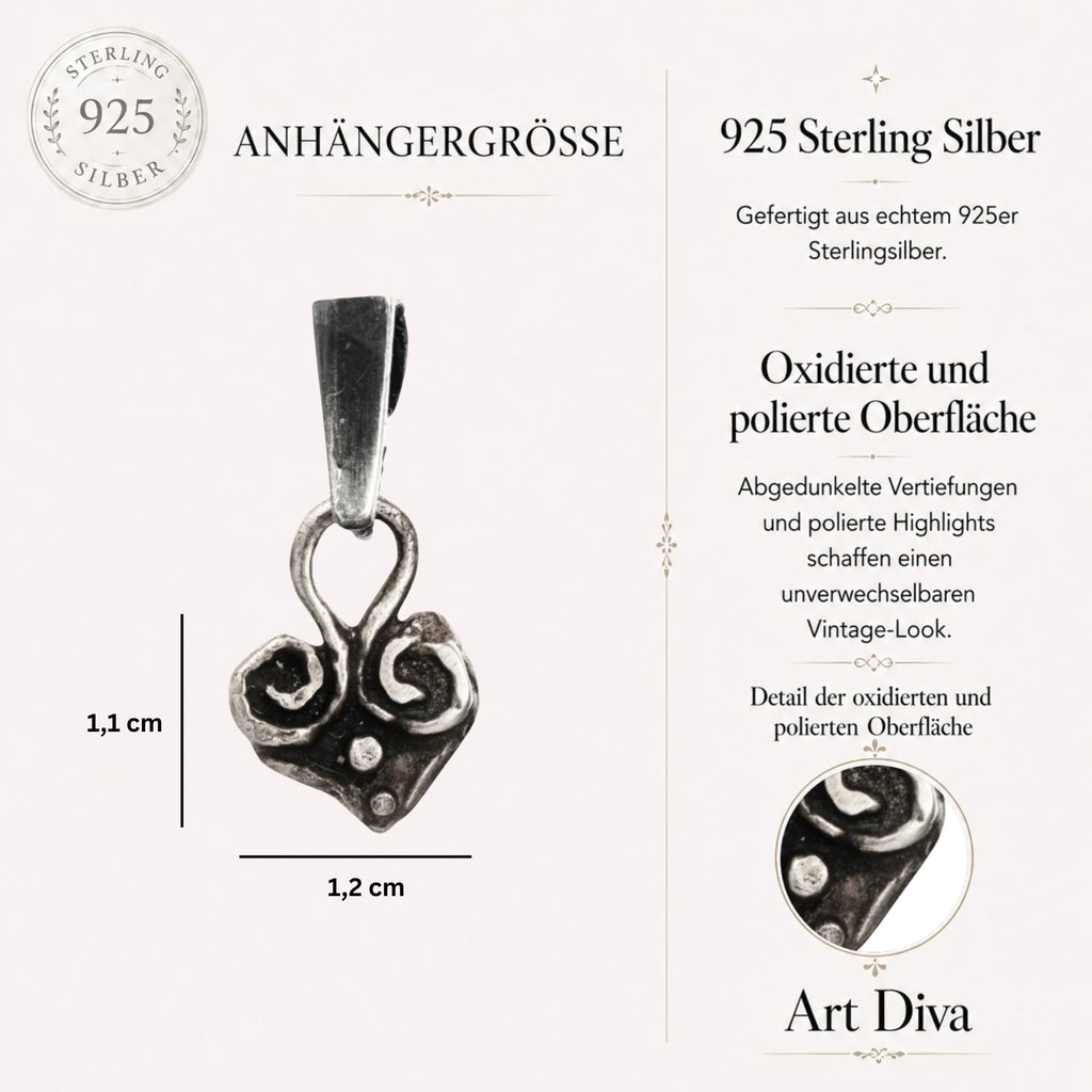 Herzanhänger aus 925er Silber – handgefertigter Liebestalisman und Skulpturenschmuck im Boho-Stil, ideales Geschenk für Mutter, Tochter oder Freundin | Art Diva