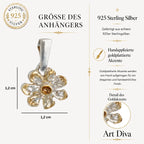 925er Silberanhänger „Blume“ – handgefertigter Boho-Talisman für Harmonie, skulpturales Schmuckstück und Geschenk für Mutter, Tochter oder Freundin | Art Diva