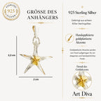 „Seestern“ – Anhänger aus 925er Silber mit goldfarbenen Akzenten, Talisman für Glück und Gelassenheit, Skulpturenschmuck im Boho- und rustikalen Stil | Art Diva