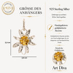 925er Silberelement „Edelweißblüte“ mit goldenen Akzenten – handgefertigter Boho-Talisman für Harmonie, skulpturales Schmuckstück und Geschenk für Mutter, Tochter oder Freundin | Art Diva