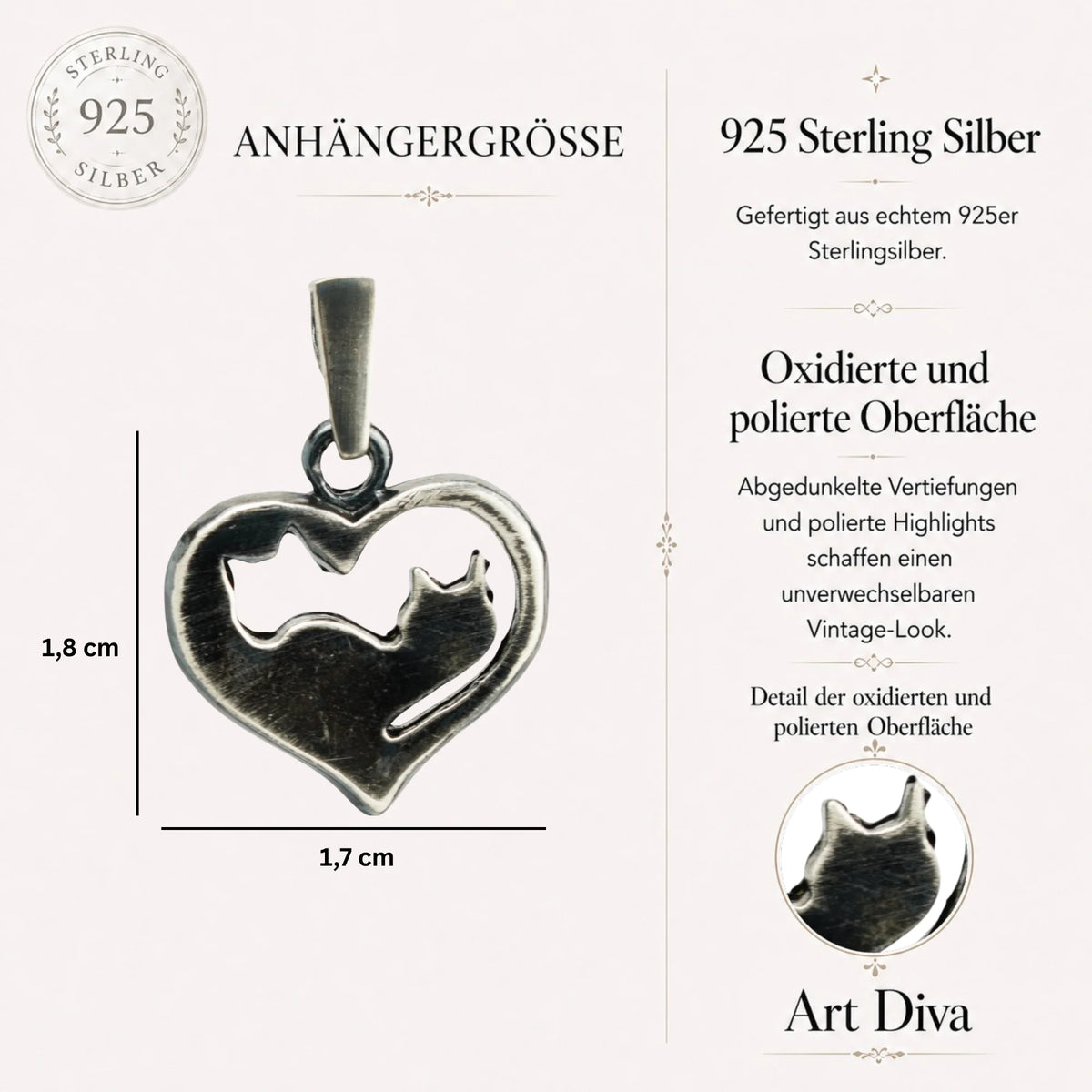 „Yin-Yang-Katzen“-Anhänger aus 925er Silber – Symbol für Katzenliebe und Harmonie, Skulpturenschmuck im Boho- und rustikalen Stil | Art Diva