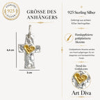 925er Silberanhänger „Kreuz mit Herz“ und goldenen Akzenten – handgefertigter Talisman für Glaube und Liebe im Boho- und rustikalen Stil | Art Diva