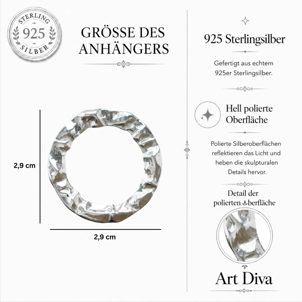 „Kreis“-Anhänger für Herren aus 925er Silber – hochglanzpoliert | Talisman für Stärke und Balance | Art Diva