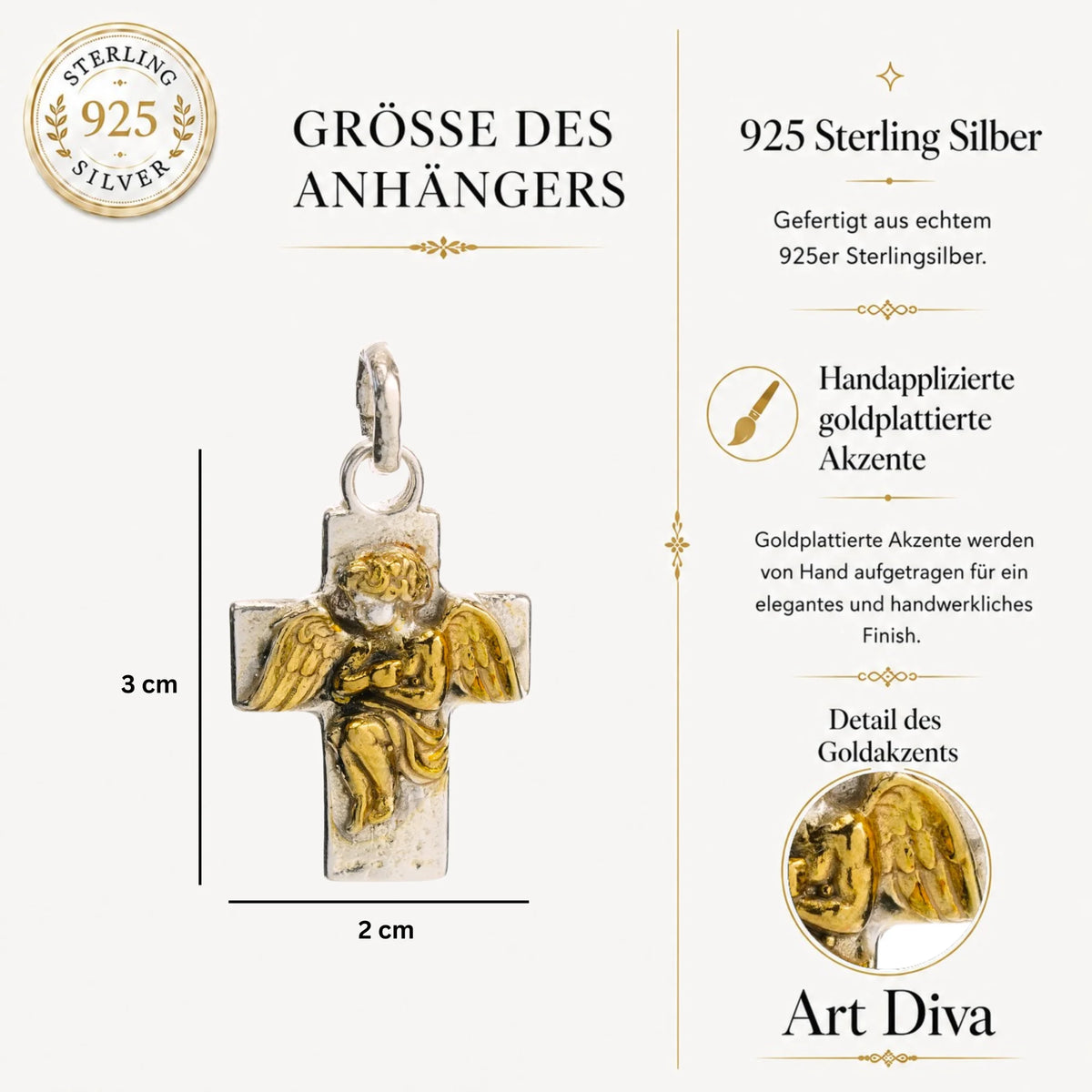 „Engelsumarmung“-Anhänger aus 925er Silber – handgefertigter Talisman für Liebe und Schutz, Skulpturenschmuck im Boho- und rustikalen Stil | Art Diva