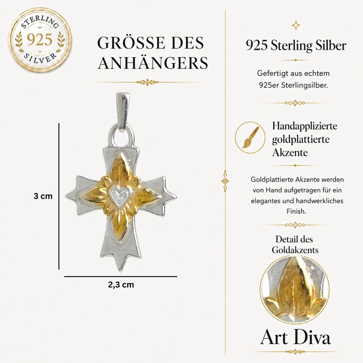 „Kreuz des Lichts“-Anhänger aus 925er Silber – Symbol für Glauben und Schutz, Skulpturenschmuck im Boho- und rustikalen Stil | Art Diva