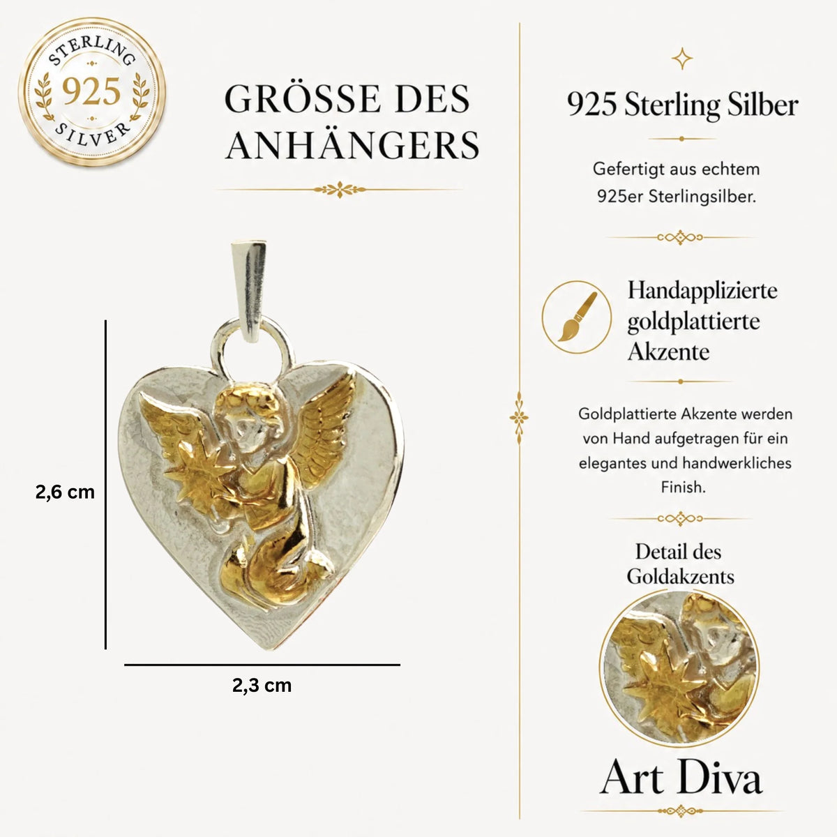 „Himmelsengel mit Stern“-Anhänger aus 925er Silber – handgefertigter Talisman für Liebe und spirituellen Schutz, Skulpturenschmuck im Boho- und rustikalen Stil | Art Diva