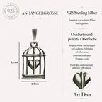 „Herz im Käfig“-Anhänger aus 925er Silber mit oxidierter Oberfläche – Talisman für Liebe und einen freien Geist, Amulett für Gefühle und innere Stärke, Skulpturenschmuck im Boho- und rustikalen Stil | Art Diva