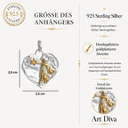 Schutzengel-Herz-Anhänger mit Engel und Stern aus 925er Silber – Talisman für Schutz, Liebe und Glauben, handgefertigt im Boho- und rustikalen Stil | Art Diva