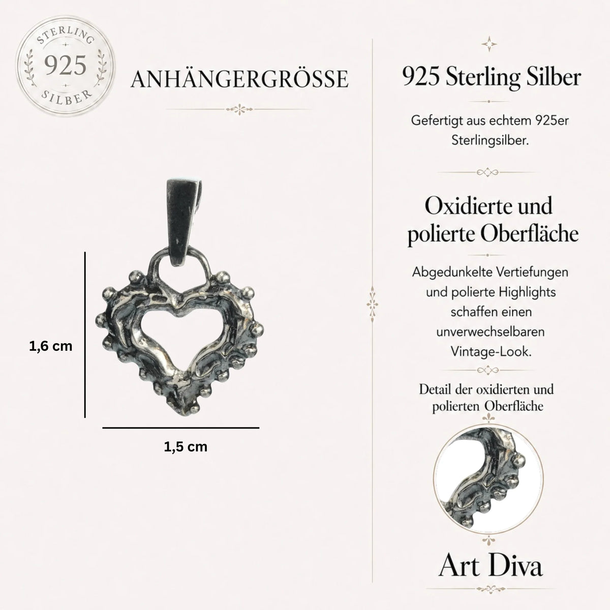 „Morgenliebe“-Herz-Anhänger mit Tautropfen aus 925er Silber – Talisman für Zärtlichkeit und reine Liebe, handgefertigt im Boho-Stil | Art Diva