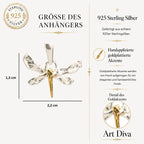 „Libelle“-Anhänger aus 925er Silber mit goldfarbenen Akzenten – Talisman für Veränderung, Leichtigkeit und innere Freiheit, handgefertigt im Boho- und rustikalen Stil | Art Diva