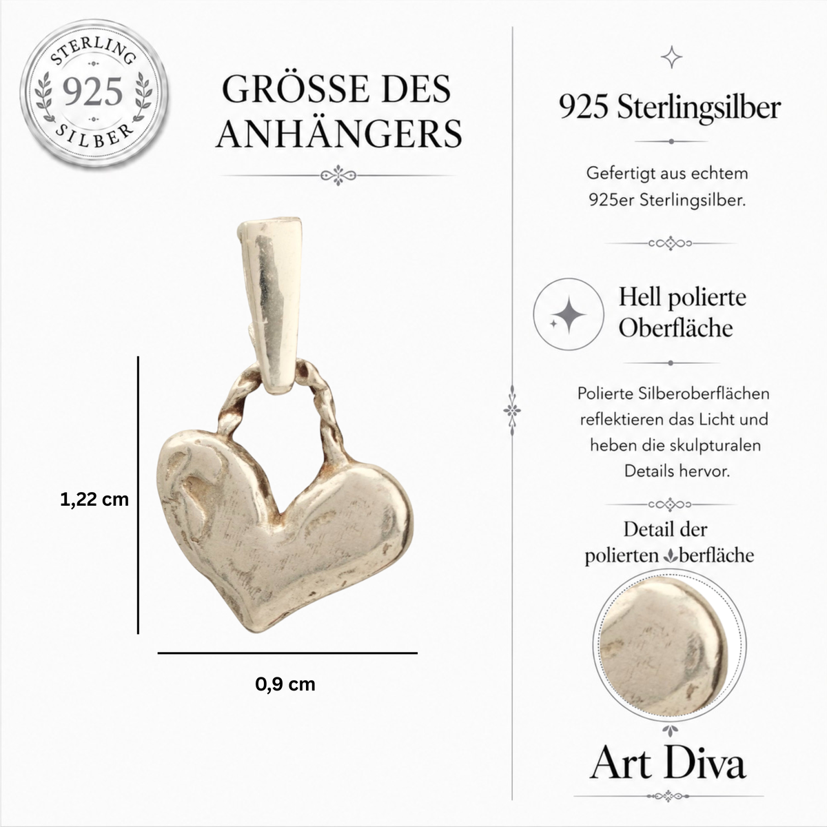 Kleines Herz – Anhänger aus 925er Silber | Talisman für Liebe & Verbundenheit | Art Diva