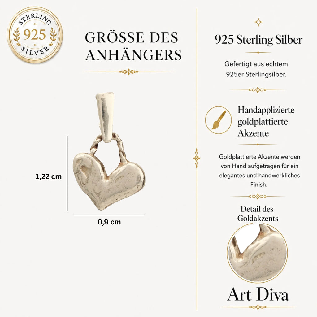 Kleines Herz – Anhänger aus 925er Silber | Talisman für Liebe & Verbundenheit | Art Diva