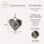 Herz mit Sonnenblume – Anhänger aus 925er Silber | Symbol für Liebe und Zärtlichkeit | Art Diva