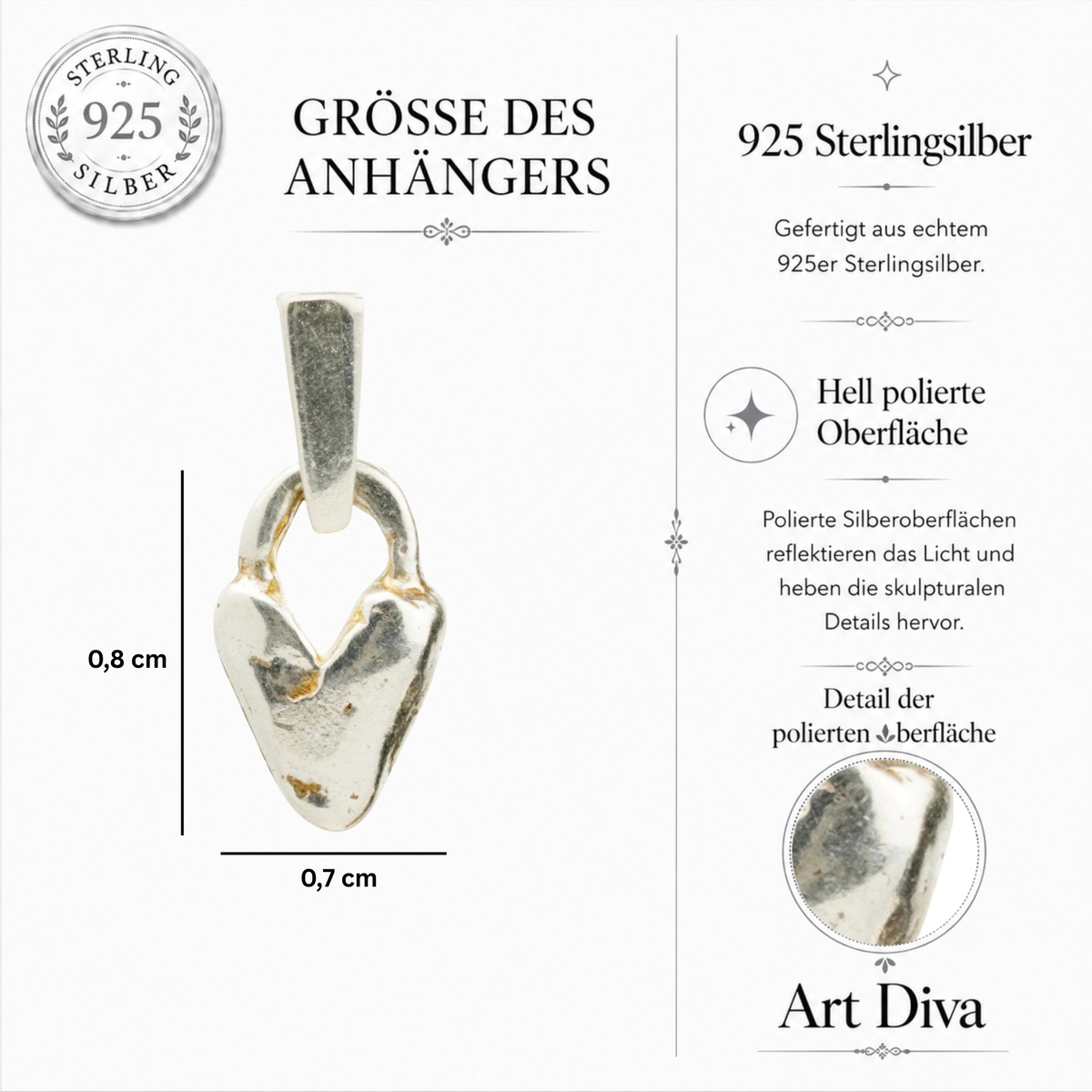 „Kleines flauschiges Herz“-Anhänger aus 925er Silber – Miniatur-Talisman für Zärtlichkeit und Fürsorge | Art Diva