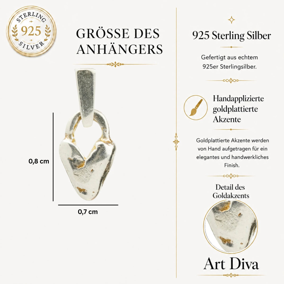 „Kleines flauschiges Herz“-Anhänger aus 925er Silber – Miniatur-Talisman für Zärtlichkeit und Fürsorge | Art Diva