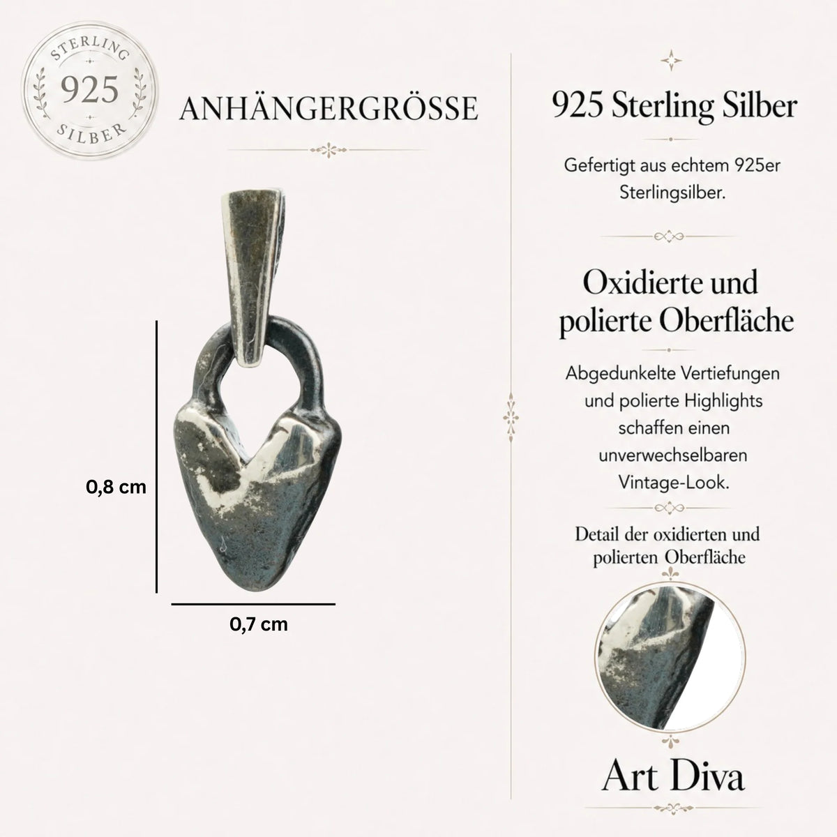 „Flauschiges Herz“-Miniaturanhänger aus 925er Silber – Talisman für Liebe, Zärtlichkeit und Fürsorge, handgefertigt im Boho-Stil | Art Diva
