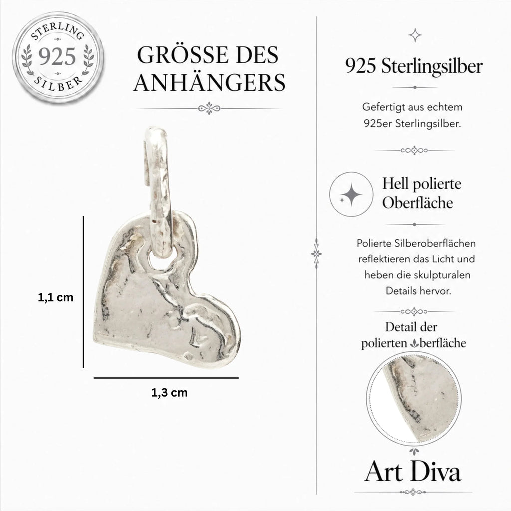 Herz-Anhänger aus 925er Silber – Talisman für Liebe und Verbundenheit, handgefertigt im Boho- und rustikalen Stil | Art Diva