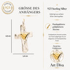 Kreuz-Anhänger mit Herz aus 925er Silber mit goldfarbenen Akzenten – handgefertigtes Symbol für Liebe und Glauben im Boho- und rustikalen Stil | Art Diva