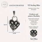 Herz-Anhänger mit Pfote aus 925er Silber – Talisman für Tierliebe, Schmuckstück im Boho- und rustikalen Stil, ideales Geschenk für Mutter, Tochter oder Freundin | Art Diva