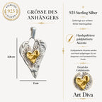 Herz-Anhänger mit goldenem Herz aus 925er Silber – Talisman für Liebe und tiefe Verbundenheit, handgefertigt im Boho- und rustikalen Stil | Art Diva