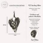 Herz-in-Herz-Anhänger aus 925er Silber – Talisman für Liebe und tiefe Verbundenheit, handgefertigter Skulpturenschmuck im Boho- und rustikalen Stil | Art Diva