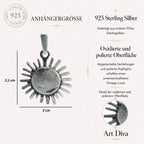 „Sonnenstrahl“ – Anhänger aus 925er Silber, Talisman für Wärme, Licht und Hoffnung, handgefertigter Skulpturenschmuck im Boho- und rustikalen Stil | Art Diva