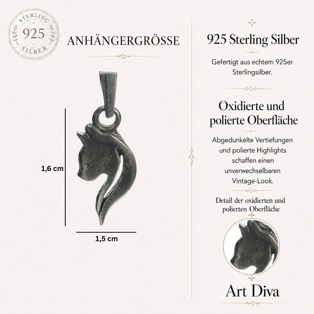 „Katze“ – oxidierter Anhänger aus 925er Silber, Talisman für Intuition, Anmut und Schutz, Schmuckstück im Boho- und rustikalen Stil für Katzenliebhaber | Art Diva