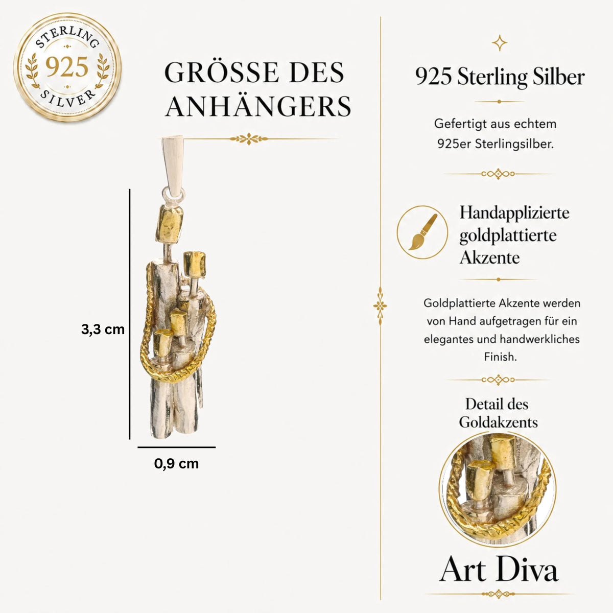 „Familienzusammenhalt“ – Anhänger aus 925er Silber, Talisman für Einheit, Liebe und den Schutz der Familie, handgefertigter Skulpturenschmuck im Boho- und rustikalen Stil | Art Diva