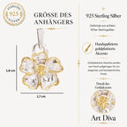 „Kirschblüte“ – Anhänger aus 925er Silber mit goldfarbenen Akzenten, Talisman für Frühling und Neubeginn, handgefertigter Skulpturenschmuck im Boho- und rustikalen Stil | Art Diva