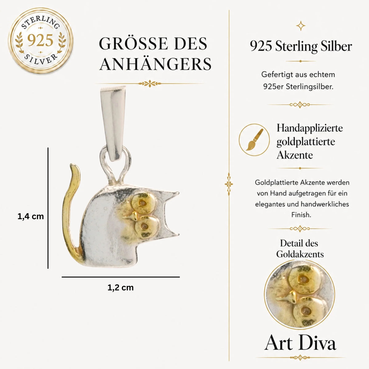 „Pisana“ – Katzen-Anhänger aus 925er Silber für Katzen- und Tierliebhaber, Skulpturenschmuck im Boho- und rustikalen Stil | Art Diva