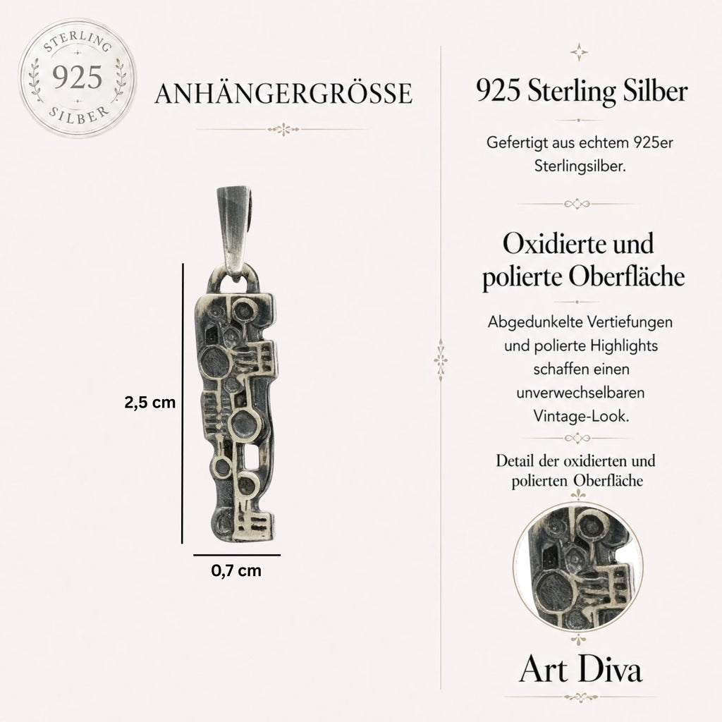 „Puls“ – handgefertigter Anhänger aus 925er Silber, künstlerischer Skulpturenschmuck für Kraft und Rhythmus im Boho- und rustikalen Stil | Art Diva