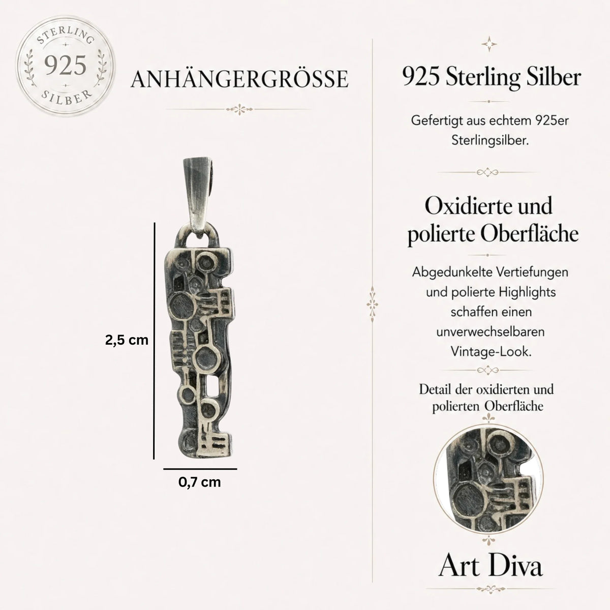 „Puls“ – handgefertigter Anhänger aus 925er Silber, künstlerischer Skulpturenschmuck für Kraft und Rhythmus im Boho- und rustikalen Stil | Art Diva