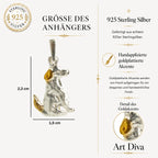 Hund-Anhänger aus 925er Silber mit goldfarbenen Akzenten – Talisman für Treue, Tierliebe und die Verbundenheit mit dem eigenen Haustier | Art Diva