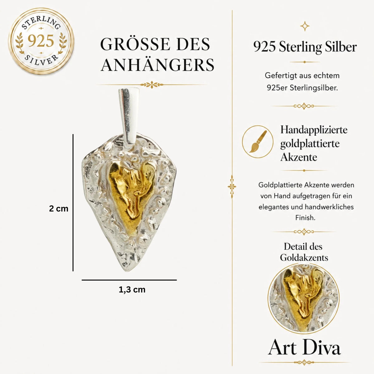 „Herz der Zuneigung“ – handgefertigter Anhänger aus 925er Silber, Talisman für Liebe und Zärtlichkeit, Skulpturenschmuck im Boho- und rustikalen Stil | Art Diva