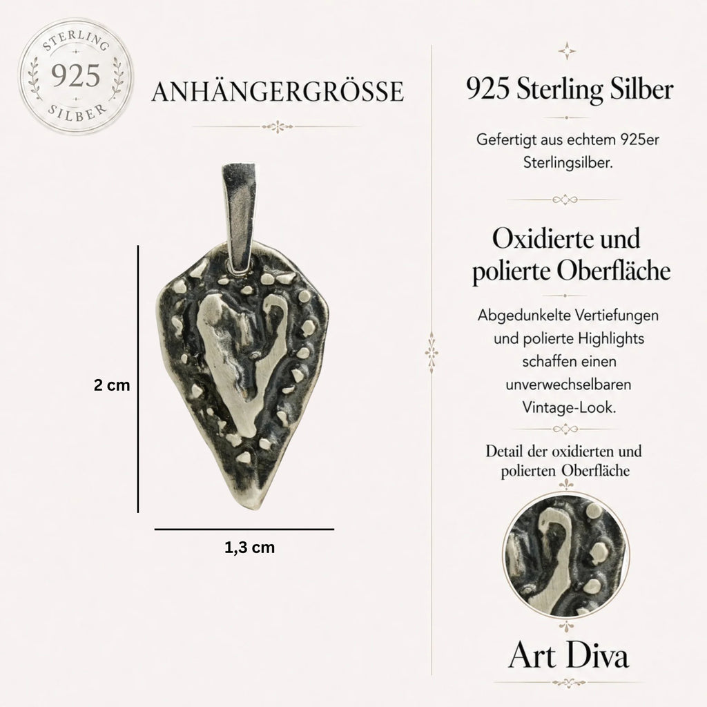 „Herz der Zuneigung“ – handgefertigter Anhänger aus 925er Silber, Talisman für Liebe und Zärtlichkeit, Skulpturenschmuck im Boho- und rustikalen Stil | Art Diva
