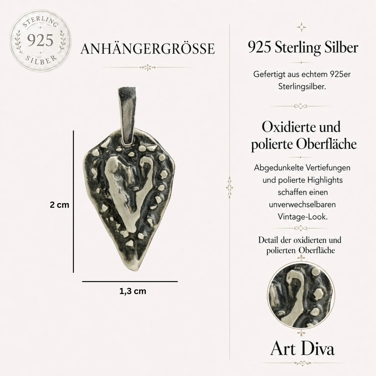 „Herz der Zuneigung“ – handgefertigter Anhänger aus 925er Silber, Talisman für Liebe und Zärtlichkeit, Skulpturenschmuck im Boho- und rustikalen Stil | Art Diva