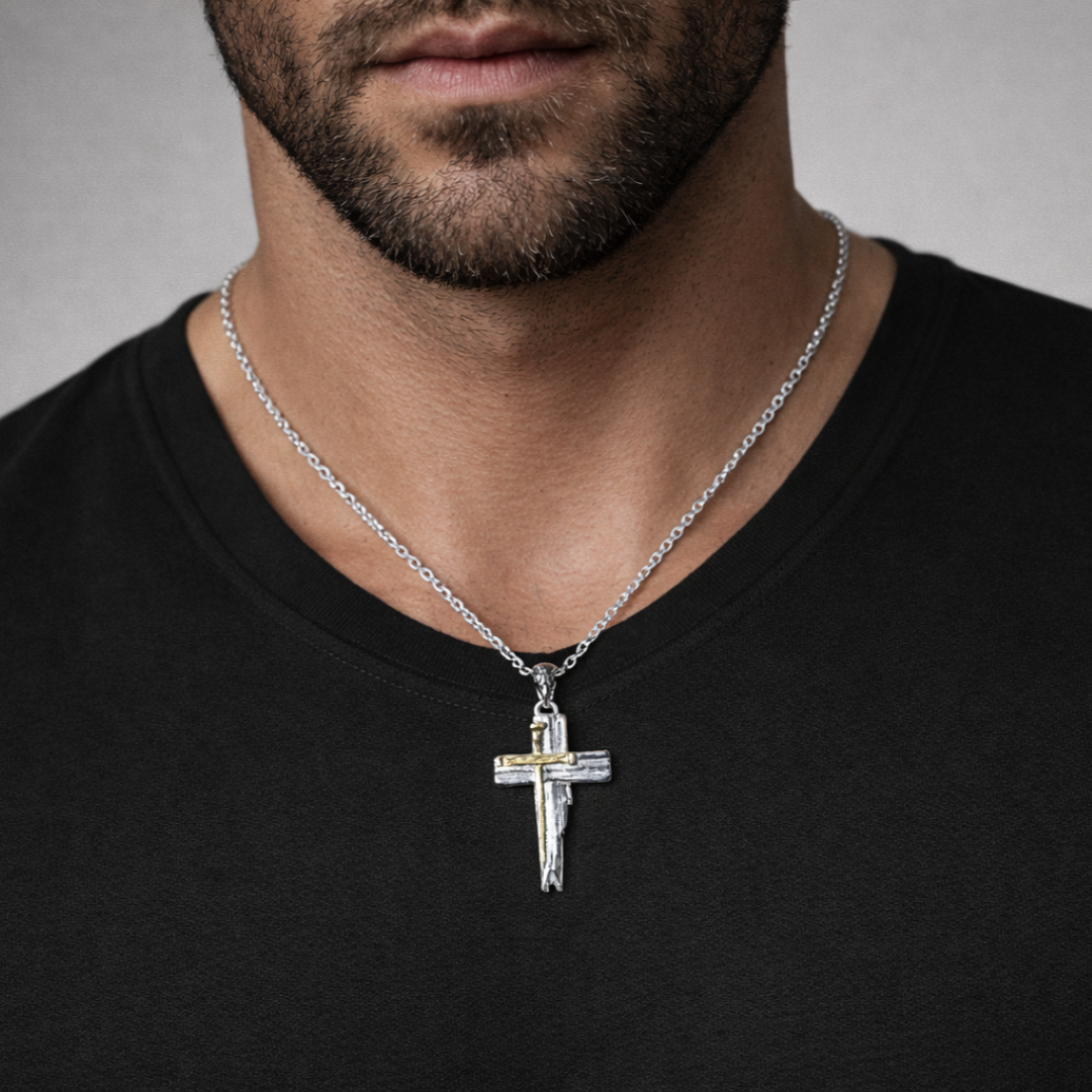 Massiver Kreuz-Anhänger für Herren aus 925er Silber – Symbol für Glauben und Entschlossenheit, handgefertigt | Art Diva