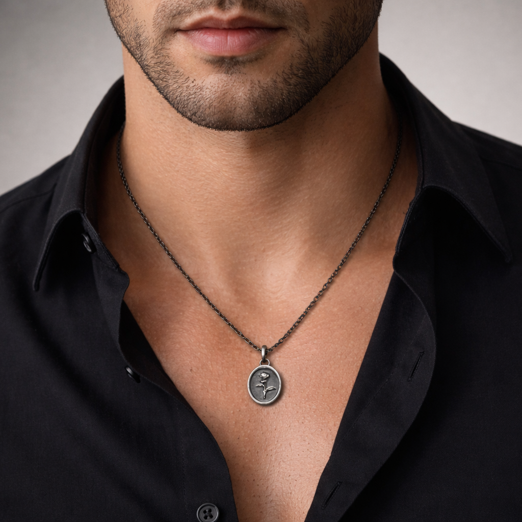 „Memento Vivere“-Rosen-Anhänger aus 925er Silber – handgefertigter skulpturaler Kunstschmuck als Talisman für Liebe, Schönheit und Vergänglichkeit | Art Diva