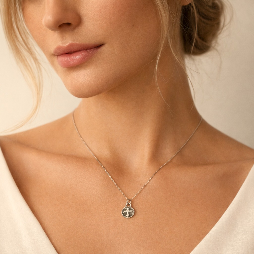 925er Silberanhänger mit Reliefkreuz – handgefertigter Boho-Talisman für Glauben und spirituelle Kraft, skulpturales Schmuckstück und Geschenk für Mutter, Tochter oder Freundin | Art Diva