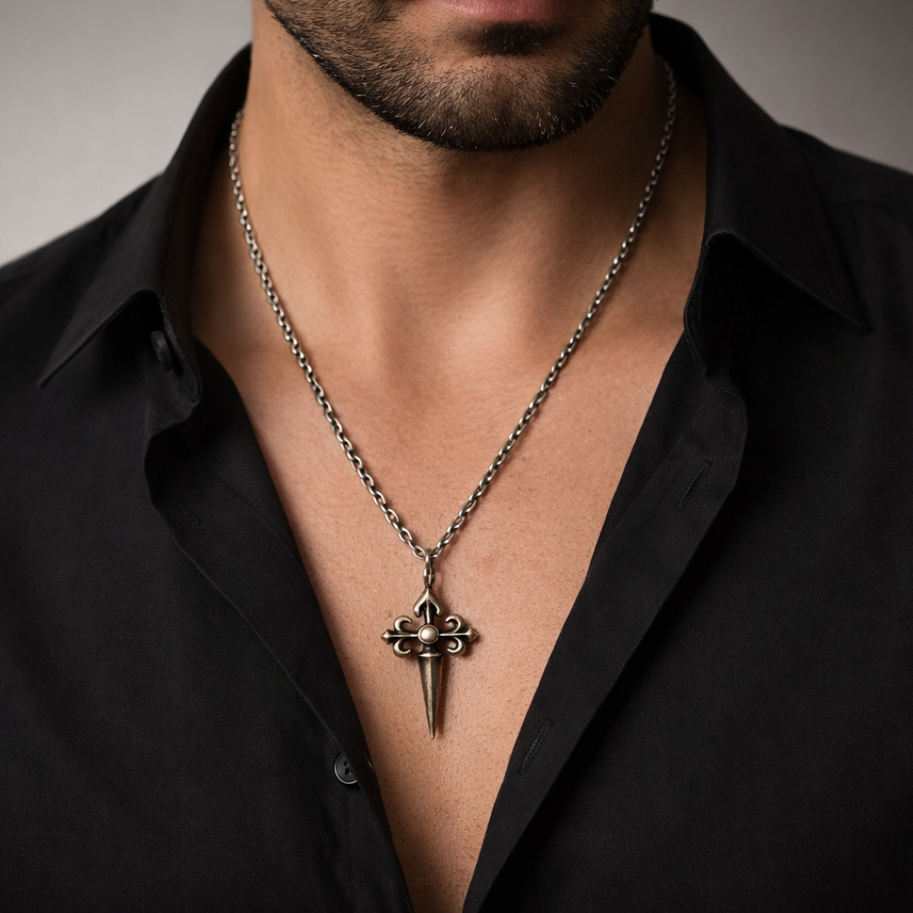 „Großes Ornamentkreuz“-Anhänger für Herren aus 925er Silber – kunstvolles Design, Symbol für spirituelle Stärke und Schutz | Art Diva