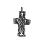 Silberanhänger „Großes massives Herrenkreuz mit Herz“ aus 925er Silber – Talisman für Stärke, Glauben und Schutz | Boho-, Rustik- und Skulpturschmuck | Art Diva