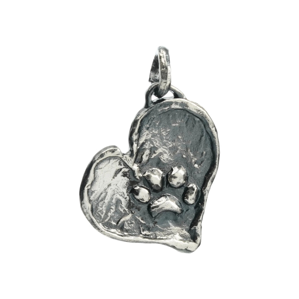 Herz-Anhänger mit Pfote aus 925er Silber – Talisman für Treue und Tierliebe, Schmuckstück im Boho- und rustikalen Stil für Hunde- und Katzenliebhaber | Art Diva