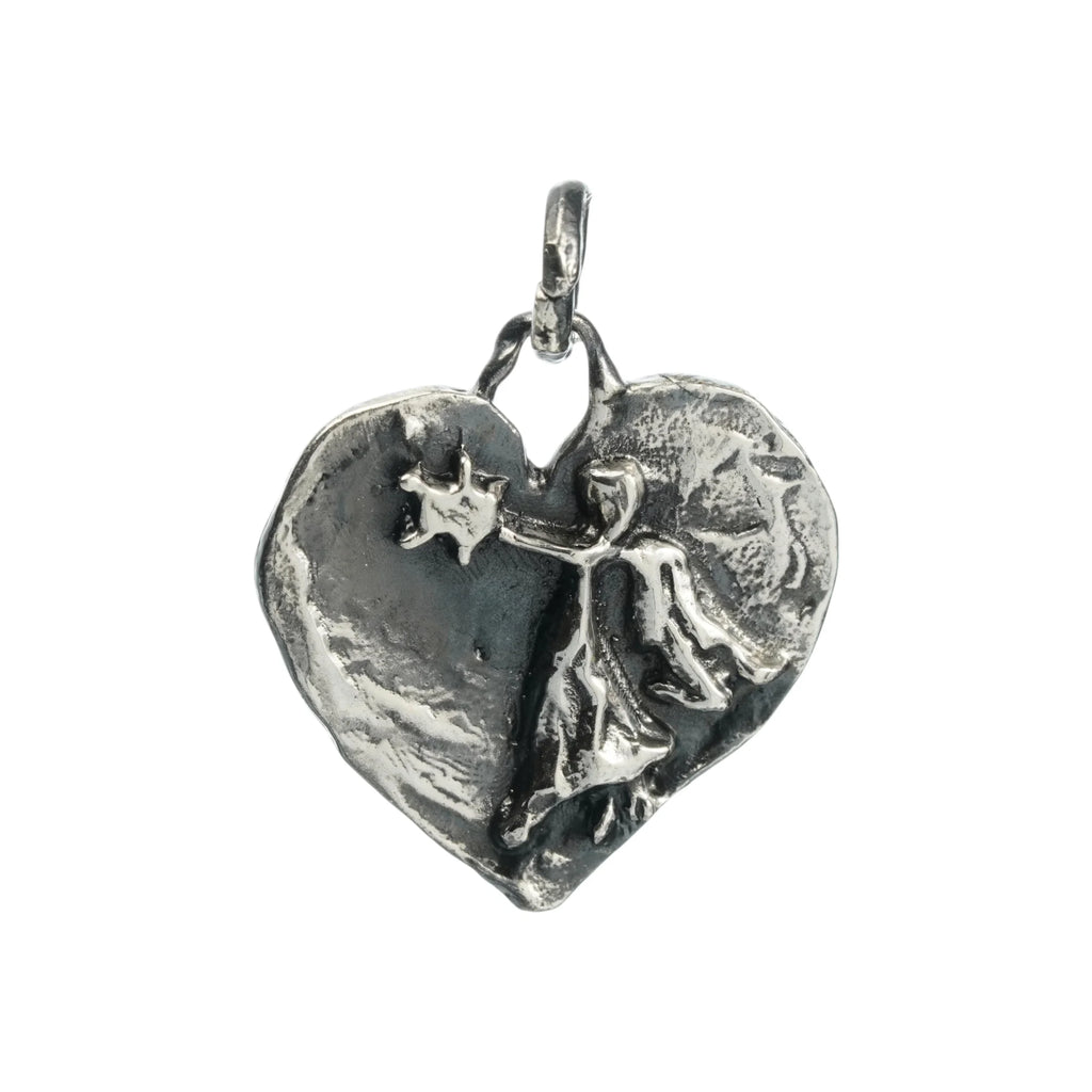 Schutzengel-Herz-Anhänger mit Engel und Stern aus 925er Silber – Talisman für Schutz, Liebe und Glauben, handgefertigt im Boho-Stil | Art Diva