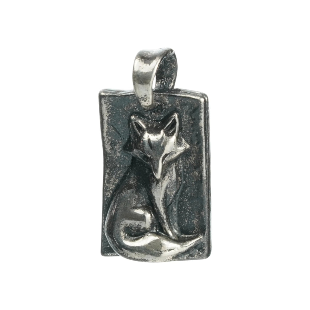 „Fuchs“ – oxidierter, handgefertigter Anhänger aus 925er Silber, Skulpturenschmuck im Boho- und rustikalen Stil | Art Diva