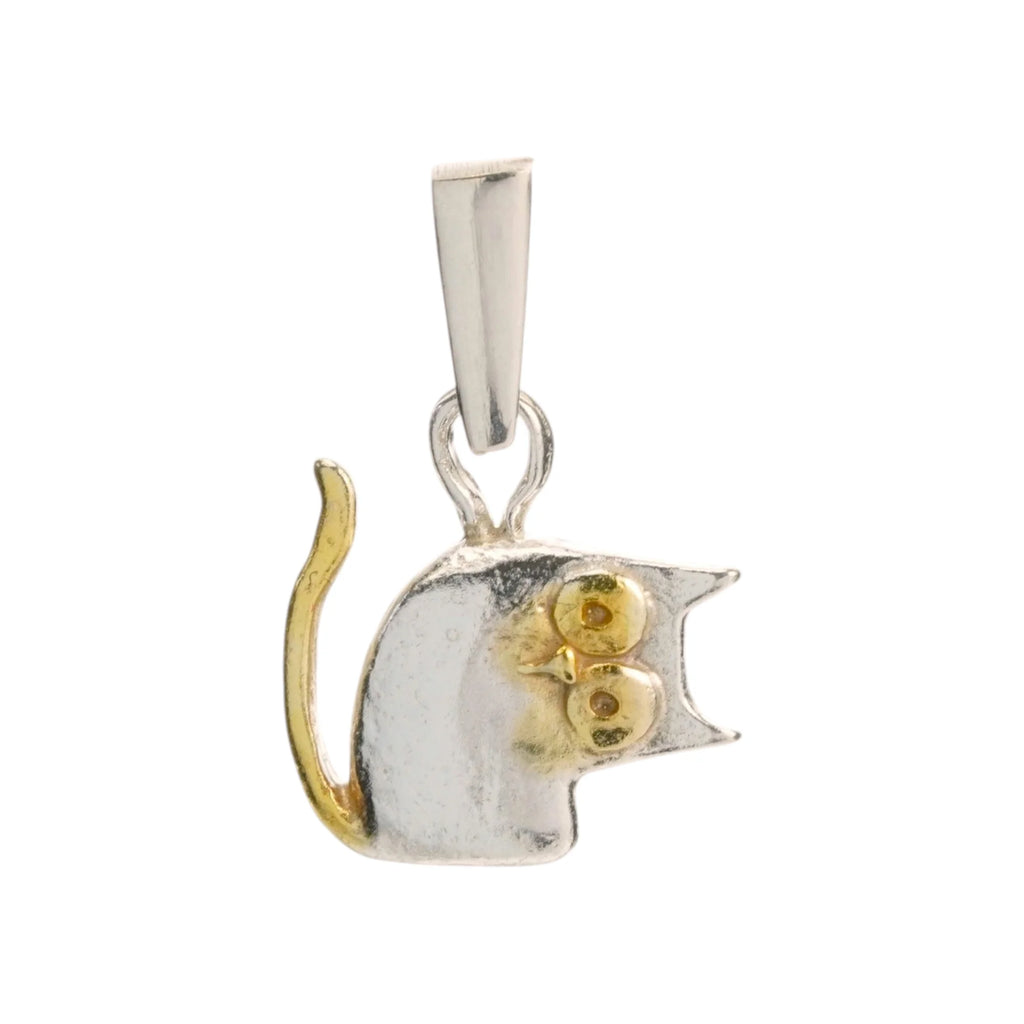„Pisana“ – Katzen-Anhänger aus 925er Silber für Katzen- und Tierliebhaber, Skulpturenschmuck im Boho- und rustikalen Stil | Art Diva