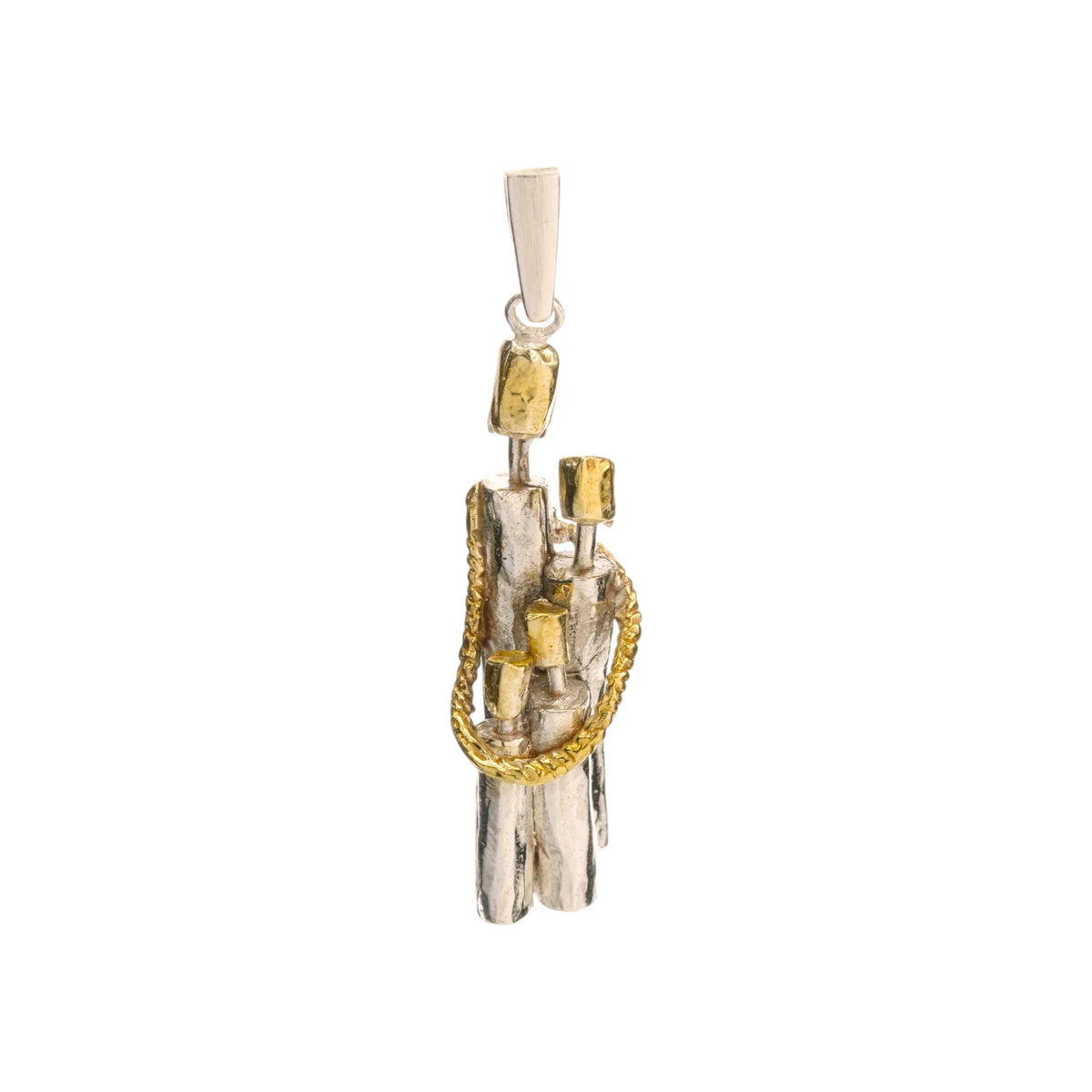 „Familienzusammenhalt“ – Anhänger aus 925er Silber, Talisman für Einheit, Liebe und den Schutz der Familie, handgefertigter Skulpturenschmuck im Boho- und rustikalen Stil | Art Diva
