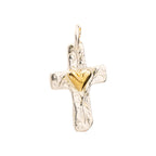Kreuz-Anhänger mit Herz aus 925er Silber mit goldfarbenen Akzenten – handgefertigtes Symbol für Liebe und Glauben im Boho- und rustikalen Stil | Art Diva
