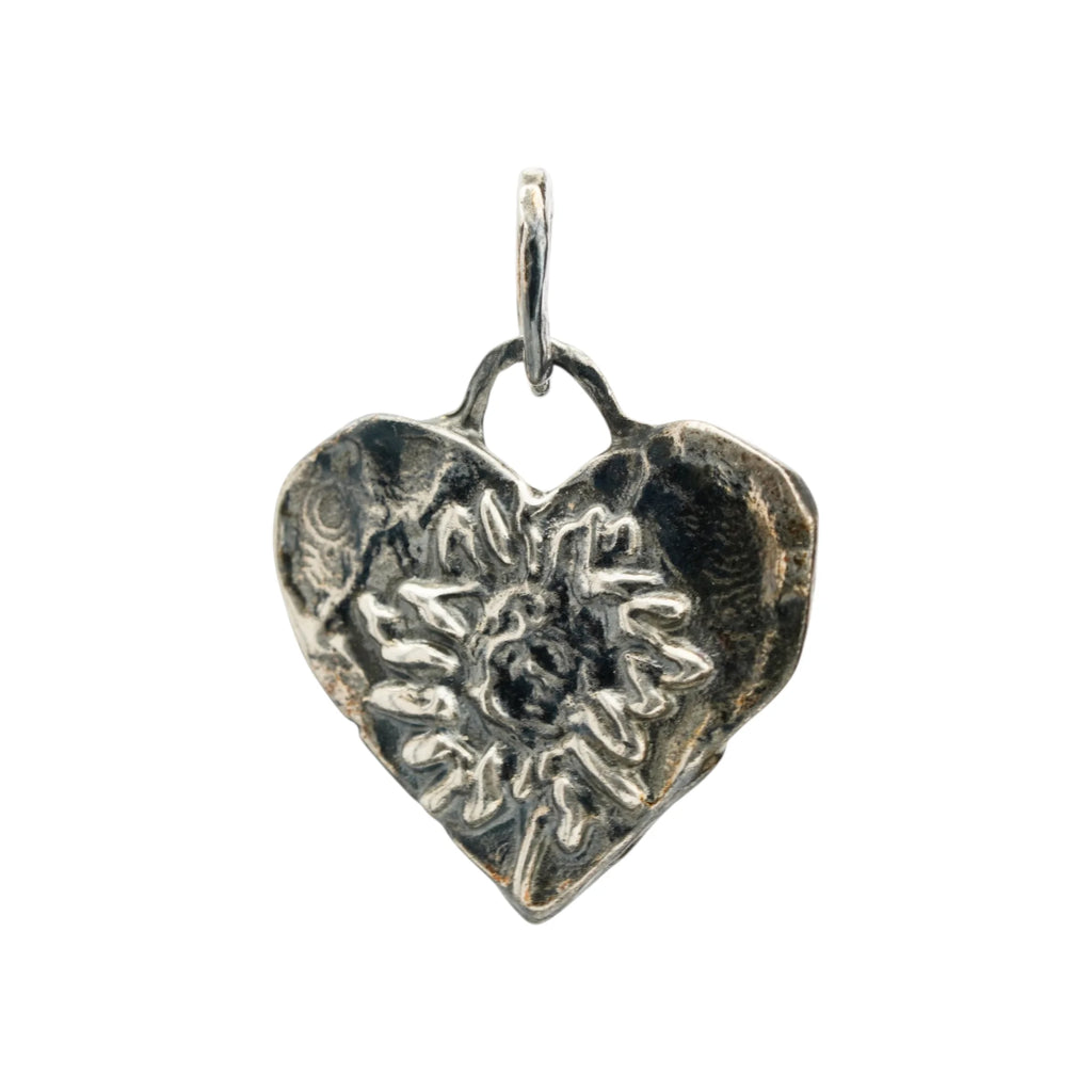 Herz mit Sonnenblume – Anhänger aus 925er Silber | Symbol für Liebe und Zärtlichkeit | Art Diva