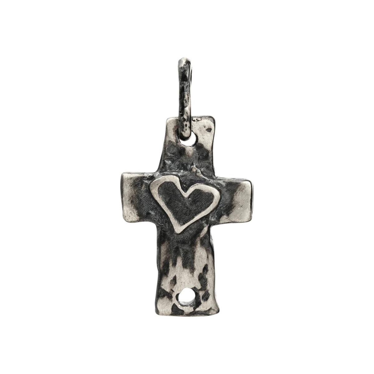 925er Silberanhänger „Kreuz mit Herz“ – handgefertigter Boho-Talisman für Glaube und Liebe, skulpturales Schmuckstück und Geschenk für Mutter, Tochter oder Freundin | Art Diva